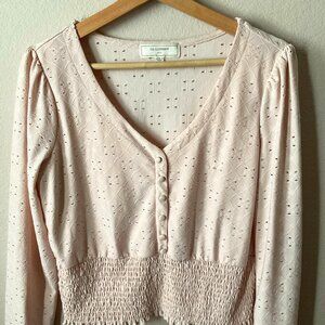No Comment| Pink Long Sleeve Blouse